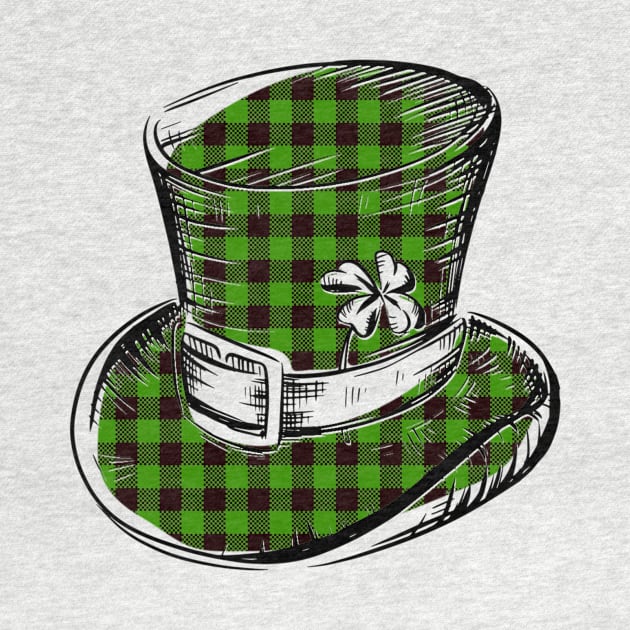 Irish Lucky Clover Leprechaun Hat in Green Plaid by gillys